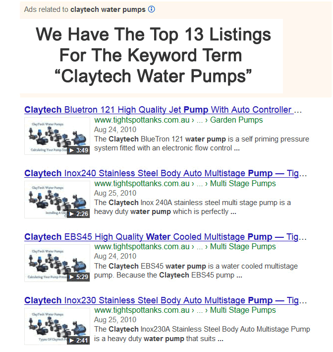 claytech water pumps video listing